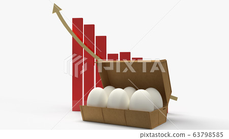 The eggs in paper box and chart on white background 3d rendering for food content. The eggs in paper box and chart on white background 3d rendering for food content. 63798585