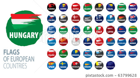 Set of flags of Europe. Vector illustration Set of flags of Europe. Vector illustration 63799628