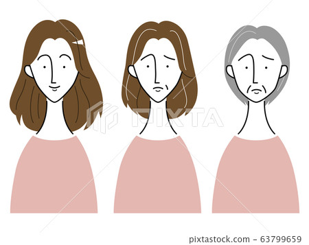 Change in hair and appearance by age / woman $ 02 - Stock Illustration  [63799659] - PIXTA