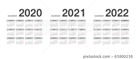 Year 2020 and Year 2021 and Year 2022 calendar vector design template, Year 2020 and Year 2021 and Year 2022 calendar vector design template, 63800238