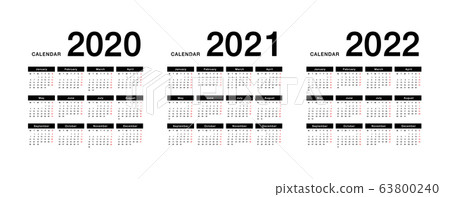 Year 2020 and Year 2021 and Year 2022 calendar vector design template, 63800240