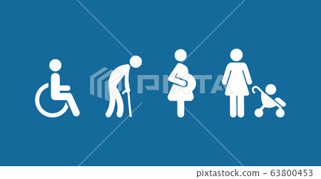 Disabled toilet symbol. Priority seating . 63800453