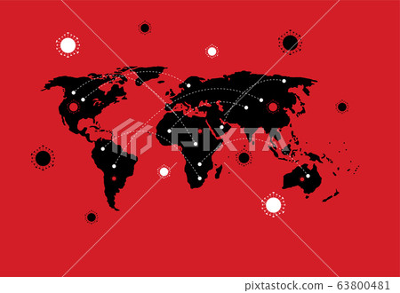 COVID-19 spread concept red world map design COVID-19 spread concept red world map design 63800481