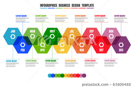 Infographics full year timeline colorful template 63800488