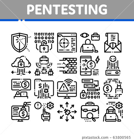 Pentesting Software Collection Icons Set Vector - Stock Illustration ...