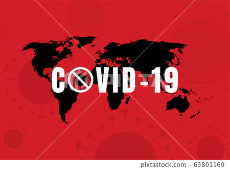 Stop COVID-19 spread concept red world map design - Stock Illustration ...