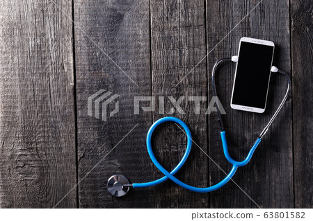 Heart shape on wooden rustic background 63801582