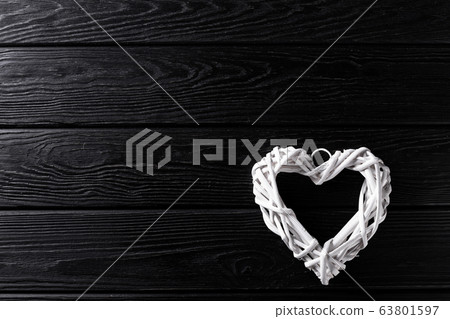 Heart shape on wooden rustic background 63801597