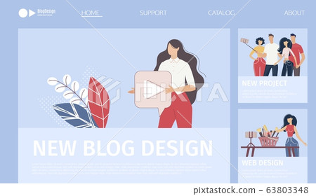 Blog Design Development Service Vector Webpage - Stock Illustration ...