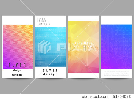 The minimalistic vector illustration of the editable layout of flyer, banner design templates. Abstract geometric pattern with colorful gradient business background. The minimalistic vector illustration of the editable layout of flyer, banner design templates. Abstract geometric pattern with colorful gradient business background. 63804058