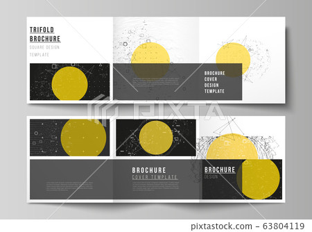 Vector editable layout of square format covers design templates for trifold brochure, flyer, magazine. Science or technology 3d background with dynamic particles. Chemistry and science concept. 63804119