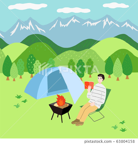 男子享受營獨奏營新鮮綠色 63804158