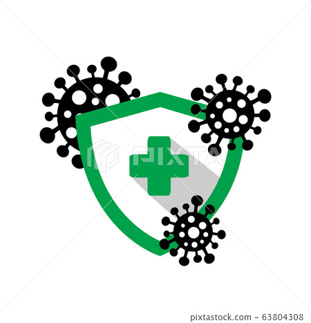 shield with a medical cross protects against dangerous viruses 63804308