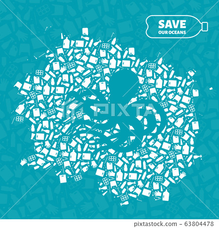 Octopus plastic waste ocean environment problem 63804478
