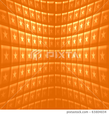 Burnt Orange Oval Grid Print with Yellow Star Accents and Black Background Contrast