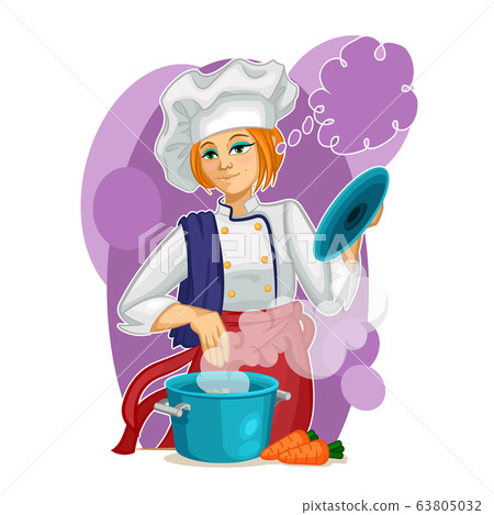 Cartoon Color Character Person Female Woman Cook Concept. Vector Cartoon Color Character Person Female Woman Cook Concept. Vector 63805032