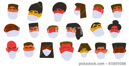 Coronavirus 2019 icon People in  medical face mask 63805086