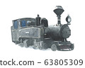Vintage retro steam black train watercolor 63805309
