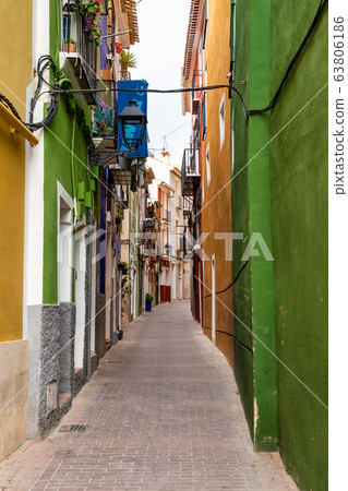 Colorful facades in Villajoyosa waterfront 63806186