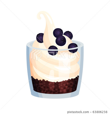 Creamy Ice Cream in Glass with Berries on the Top Vector Illustration 63806238