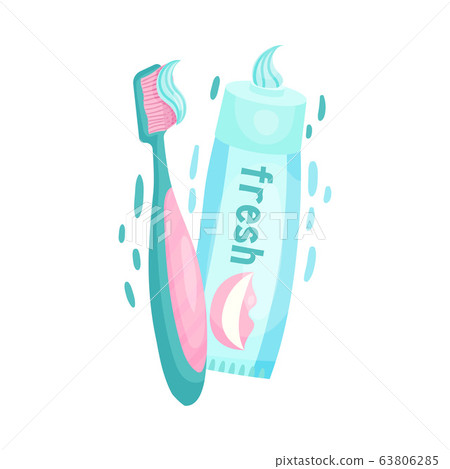 Toothbrush and Toothpaste Isolated on White Background Vector Illustration