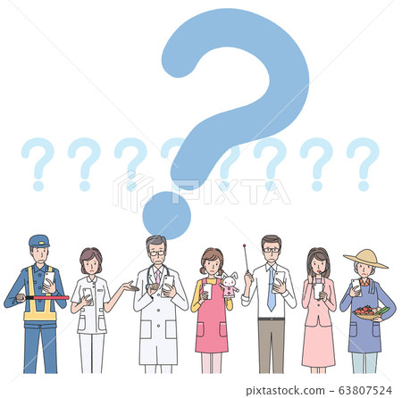 People of various occupations using smartphones People of various occupations using smartphones 63807524