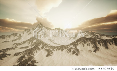 Rays of Sunset on the Tops of the Mountains 63807619