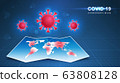 Coronavirus COVID-19. Coronavirus outbreak and coronaviruses influenza background. COVID-19 Virus. Virus attack on earth. Vector Illustration. 63808128