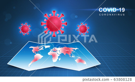 Coronavirus COVID-19. Coronavirus outbreak and coronaviruses influenza background. COVID-19 Virus. Virus attack on earth. Vector Illustration. Coronavirus COVID-19. Coronavirus outbreak and coronaviruses influenza background. COVID-19 Virus. Virus attack on earth. Vector Illustration. 63808128