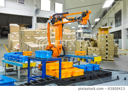 Controller of industrial robotic arm for performing, dispensing, material-handling and packaging applications in production line manufacturer factory. 63808413