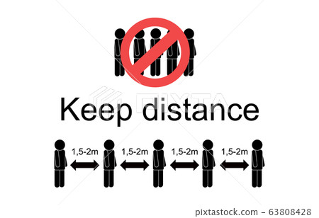 Keep distance from crowds. Social distancing sign, 63808428