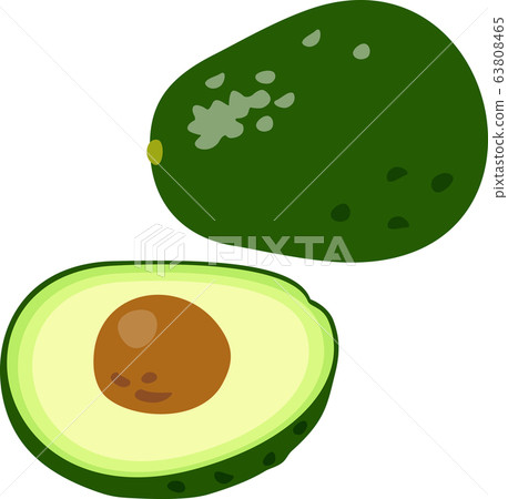 Avocado And Avocado Cut In Half Stock Illustration