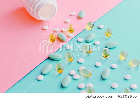 Medical pills and drugs, medicine for health care and therapy 63808610