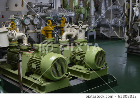 Engine room interior of a big ocean going ship Engine room interior of a big ocean going ship 63808812
