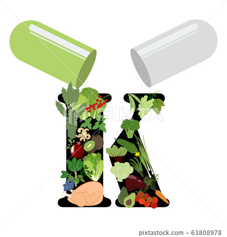 Vitamin K healthy organic nutrition vector illustration Vitamin K healthy organic nutrition vector illustration 63808978