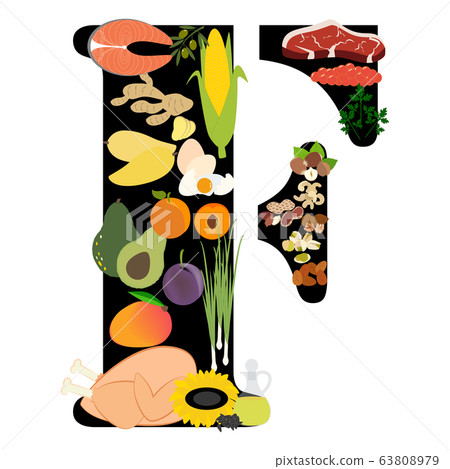 Vitamin F healthy organic nutrition vector illustration Vitamin F healthy organic nutrition vector illustration 63808979