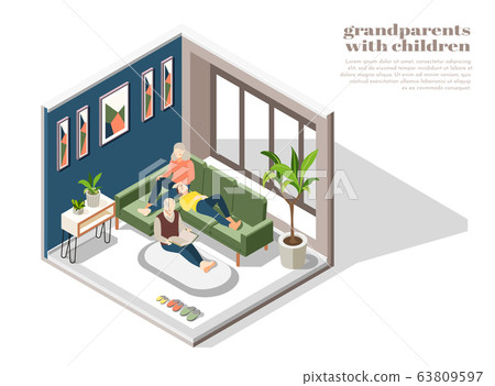 Grandparents With Children In Home Interior  63809597