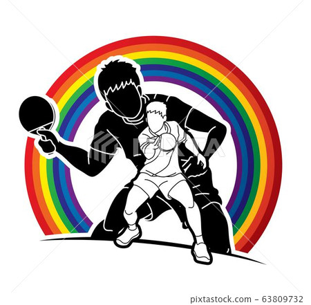 Group of Ping Pong players, Table Tennis players action cartoon sport graphic vector. Group of Ping Pong players, Table Tennis players action cartoon sport graphic vector. 63809732