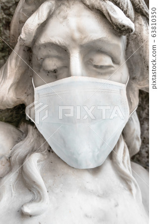 Statue of Jesus with medical mask Statue of Jesus with medical mask 63810350