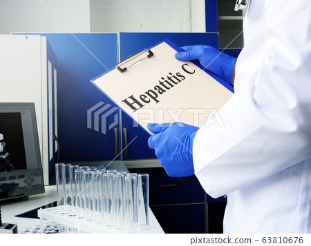 Hepatitis C illness diagnosis in the medic hands. 63810676