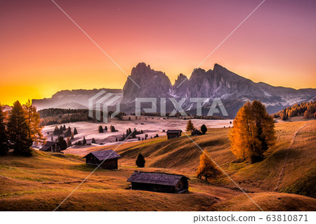 Alpe di Siusi valley in Italian dolomites 63810871