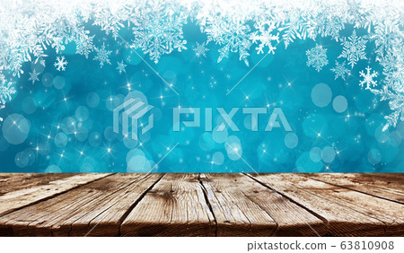 Empty old wooden table background - christmas 63810908