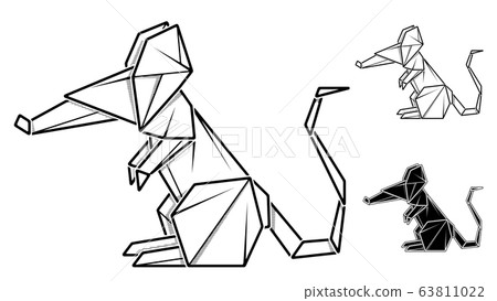 Image of paper mouse origami (contour drawing by line). Image of paper mouse origami (contour drawing by line). 63811022