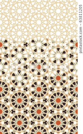 Moroccan mosaic wallpaper. Repeating vector border, pattern, background. 63811205