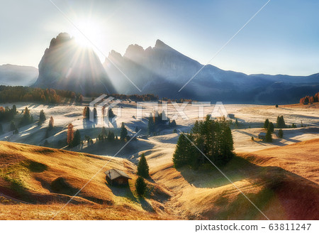 Alpe di Siusi valley in Italian dolomites Alpe di Siusi valley in Italian dolomites 63811247