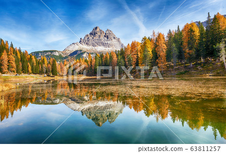 Autumn in italian dolomites - lago antorno 63811257