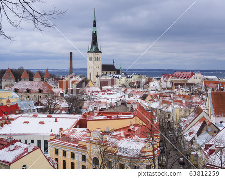 Tallinn, Estonia Winter Estonian Tallinn Historic District View from Patkli Observatory 63812259