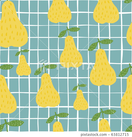 Creative yellow pears seamless pattern on blue 63812715