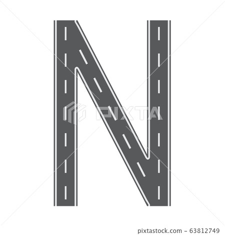 N letter for Road or street font. Flat and solid color vector illustration. N letter for Road or street font. Flat and solid color vector illustration. 63812749