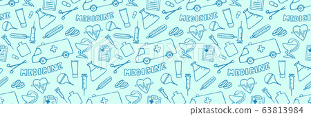 Medicine doodle seamless pattern. Header design. Medicine doodle seamless pattern. Header design. 63813984